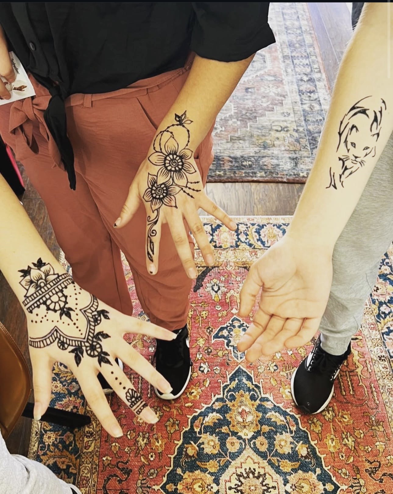 Tribal sun design on leg